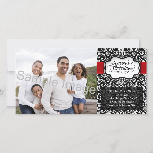 Röd/svart Helgdag Julkort (Framsida)