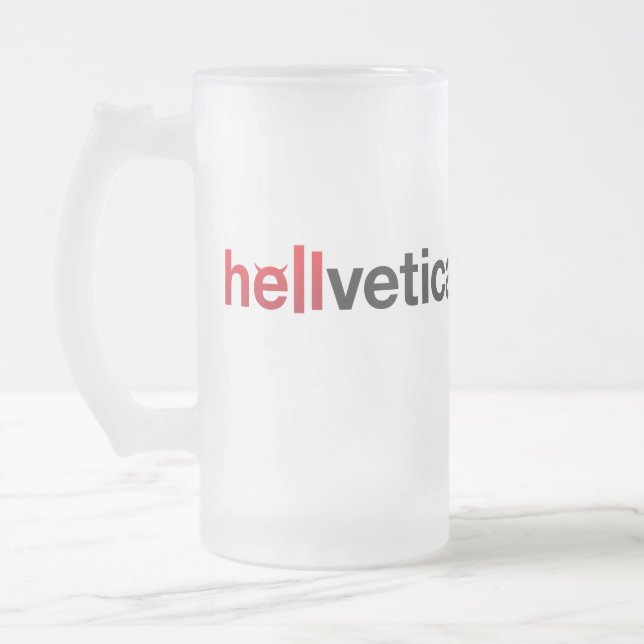 Röd & Svart hellvetica logotyp Frostat Ölglas (Vänster)