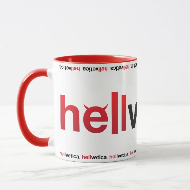 Röd & Svart hellvetica-logotyp – Kaffe kopp (Vänster)