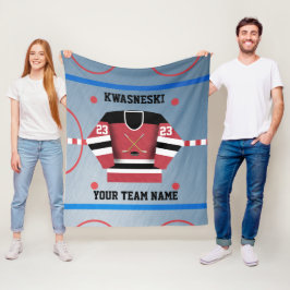 Röd| Svart is Hockey Rink| Spelare Jersey Fleecefilt