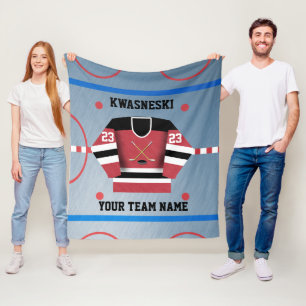 Röd Svart is Hockey Rink Spelare Jersey Fleecefilt