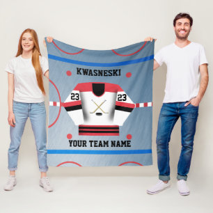 Röd Svart is Hockey Rink Spelare Jersey Fleecefilt