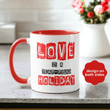 Röd Svart "Kärlek är en helårshelgdag" Typografi