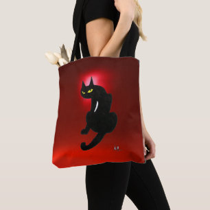 Röd SVART KATT för NINJA Tygkasse