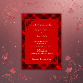 röd svart, keltisk tartan bröllop mönster inbjudningar