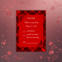 röd svart, keltisk tartan bröllop mönster OSA kort