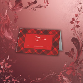 röd svart, keltisk tartan bröllop mönster placeringskort