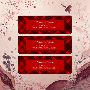 röd svart, keltisk tartan bröllop mönster returadress etikett