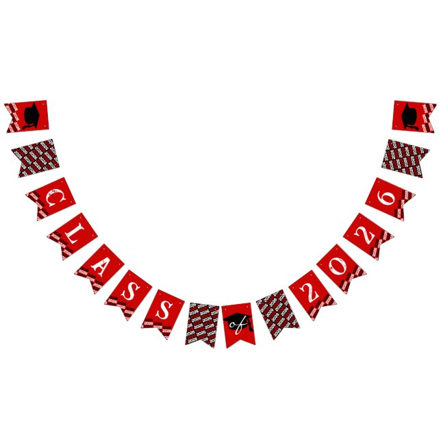 Röd svart klass 2026 examensfirande hängande banne vimplar (Alla)
