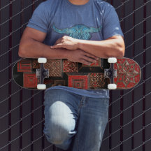 Röd Svart Koppar 3D Mozaik Skateboard