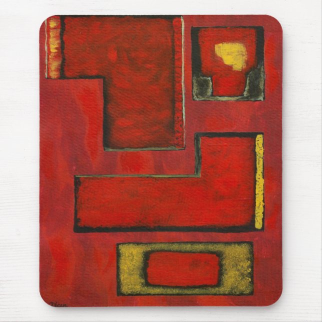 Röd svart målning för fristående abstrakt musmatta (Framsidan)