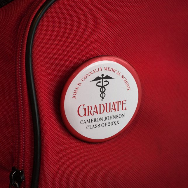 Röd svart medicinsk skola examen souvenir knapp (Skapare uppladdad)
