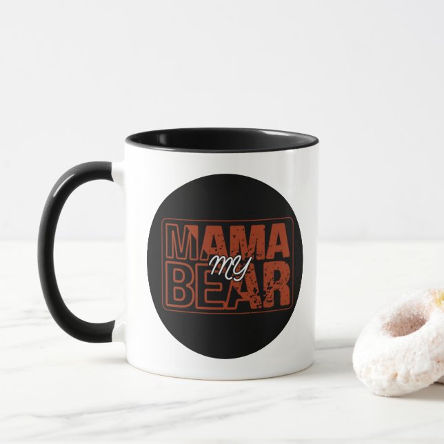 Röd Svart Min Retro björn-mamma Design Mugg (Med munk)