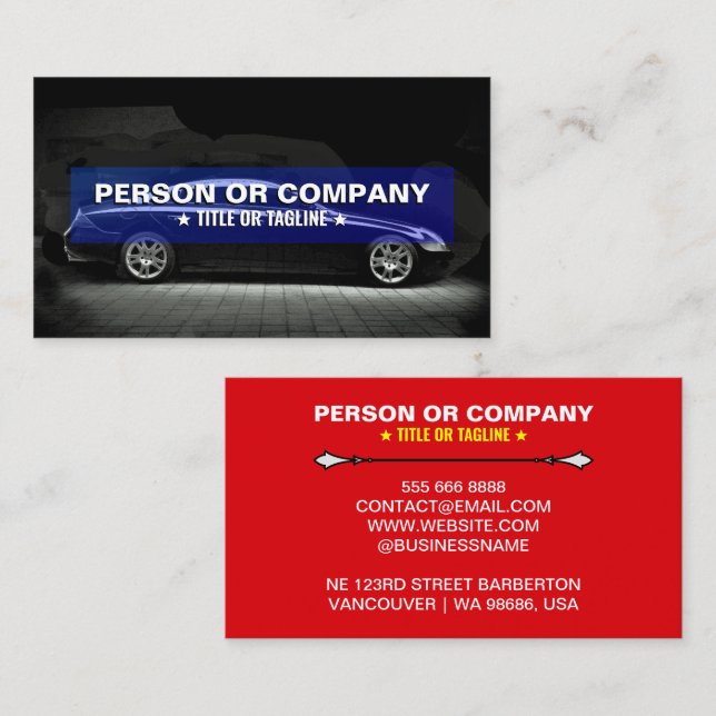 Röd & Svart Mobil Bil Tvätt / Auto Detailing Visitkort (Fram/baksida)