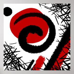 Röd & svart modern abstrakt poster