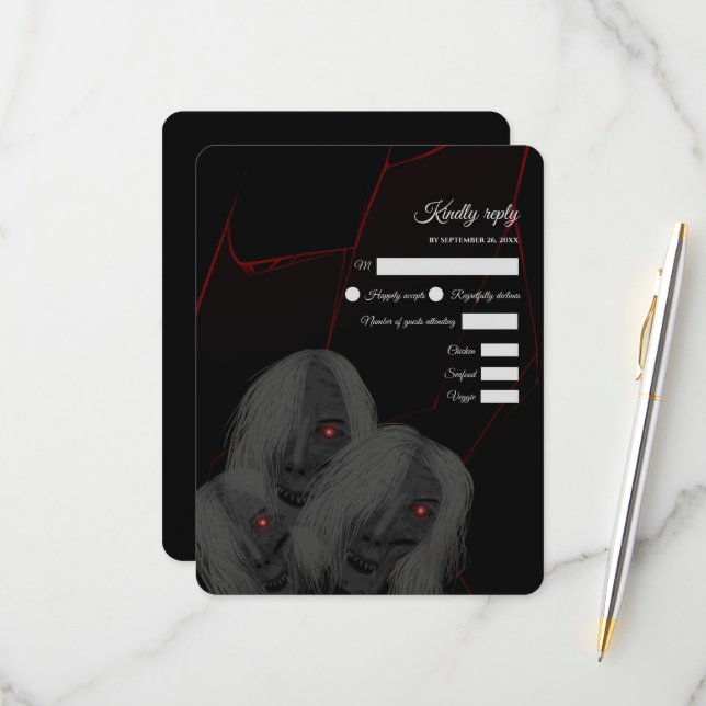 Röd svart-Mörk, rödfärgad, Spöken-Moody OSA Kort (Fram/Back In Situ)