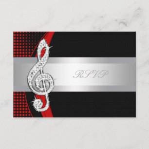 Röd Svart Musik Diskantnyckel RSVP OSA Kort