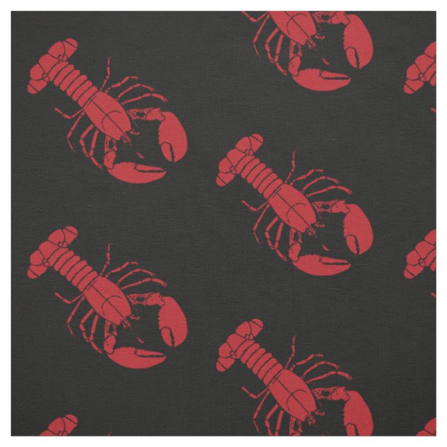 röd svart nautisk lobster tyg (Provkarta)