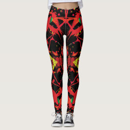 Röd, Svart och Fantastisk-platterfärg Leggings