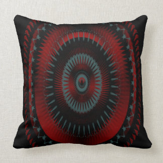 Röd, svart och grå spiral design kudde