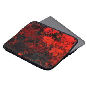 Röd, svart och Grått Marble-Abstrakt Laptop Fodral