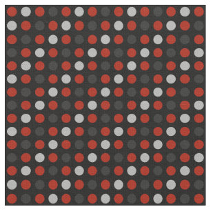 Röd, svart och grått polka dots tyg