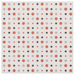 Röd, svart och grått polka dots tyg