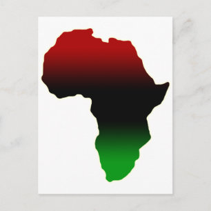 Röd, svart och grön Afrika-form Vykort