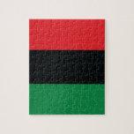 Röd, svart och Grönt Flagga Pussel<br><div class="desc">Det tre panafrikanska färgen på flagga representerar: RED: det blod som förenar alla människor i det svarta Afrikas historia och som fordrar befrielse, BLACK: svarta människor vars existens som nation, även om det inte är en nationalstat, bekräftas av flagga existens, och GRÖNT: Afrikans rikliga naturrikedom. Vintage Old school Alternative Hip...</div>