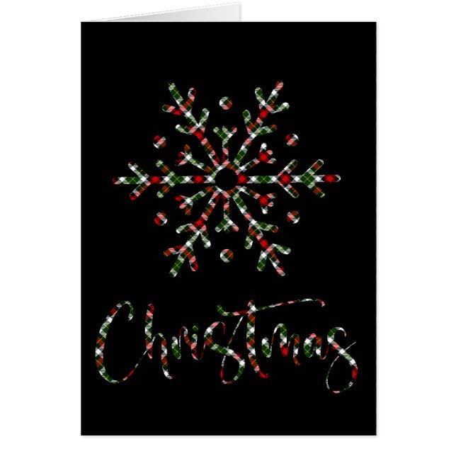 Röd, svart och Grönt Snöflingor utskuren Hälsningskort (Framsidan)