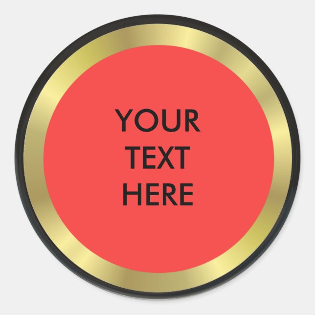 Röd, svart och Guld Runt Klistermärke (Framsida)