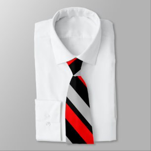 Röd svart och silver Diagonal-Görad randig Tie Slips