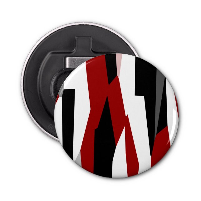 Röd svart och vit abstrakt flasköppnare (Framsidan)