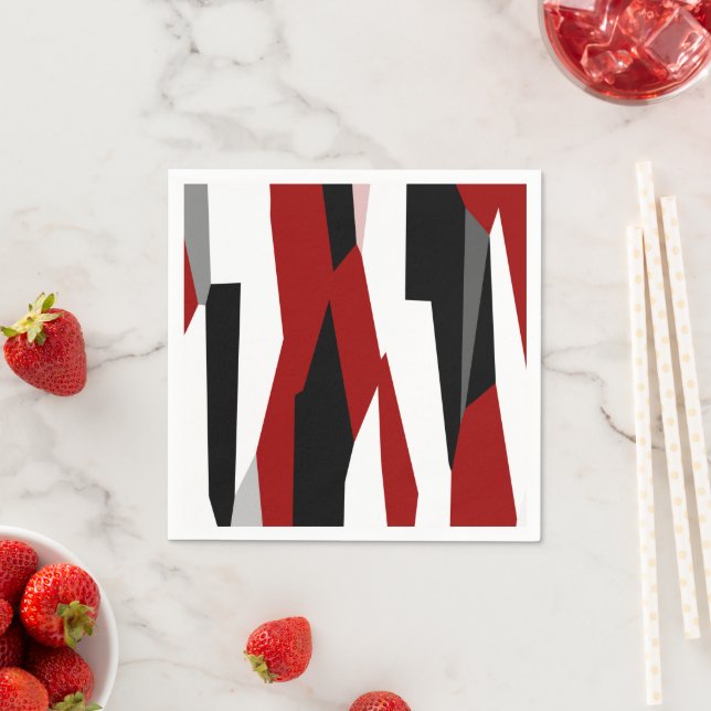 Röd svart och vit abstrakt pappersservett (Insitu)