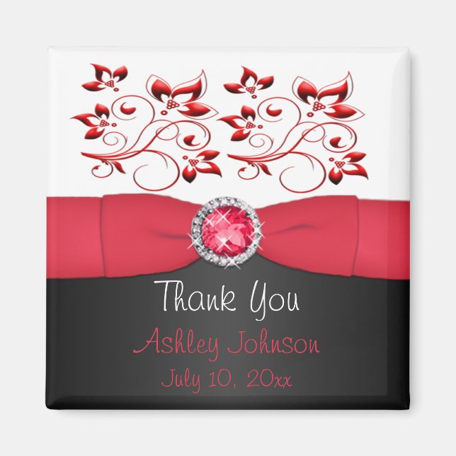 Röd, svart och vit favoritmagnet för part magnet (Framsidan)