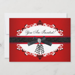 Röd Svart Och Vit Fest Alla Tillfällen Elegant Inbjudningar