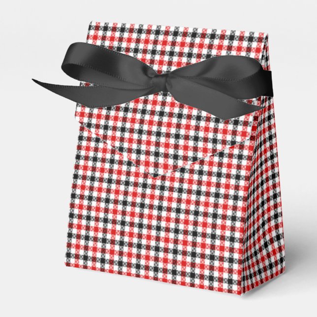 Röd svart och vit Gingham-ruta Presentaskar (Framsidan Sidan)