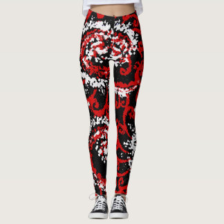 Röd, svart och vit leggings