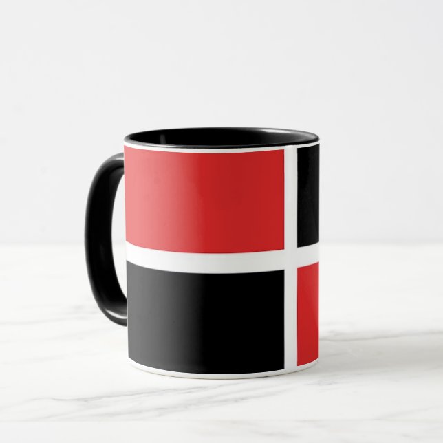 Röd, svart och vit Mönster Mugg (Framsida vänster)