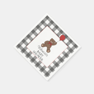 Röd svart och vit mönster Teddybjörn Baby Shower Pappersservett