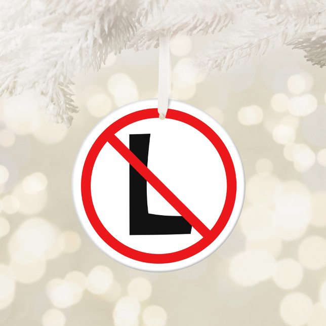 Röd Svart och Vit No L Julgransprydnad Keramik (Funny Noel No L Pun Ceramic Ornament)
