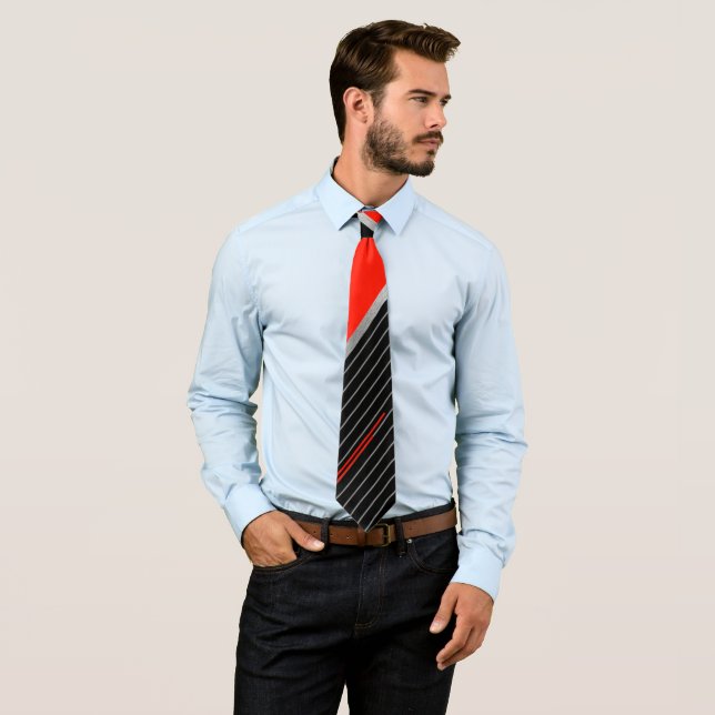 Röd, svart och vit randig slips (In Situ)