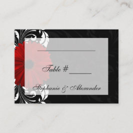 Röd, svart och vit Rulla Gerbera Daisy Placeringskort