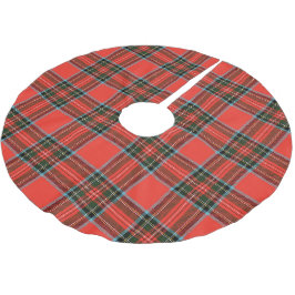 Röd svart och vit rutig mönster julgransmatta borstad polyester