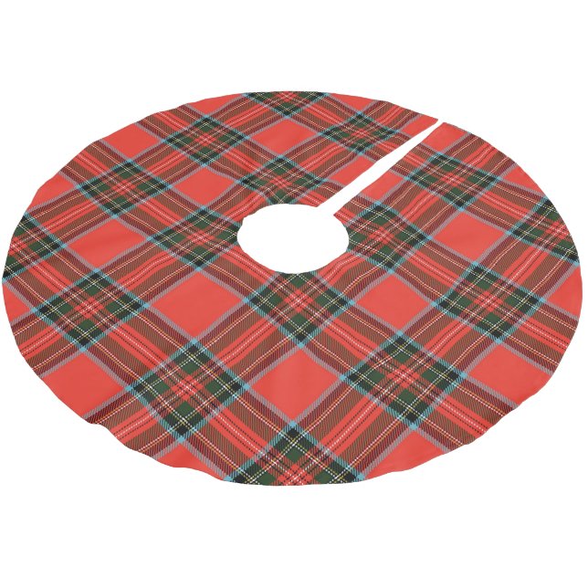 Röd svart och vit rutig mönster julgransmatta borstad polyester (Vinklad)
