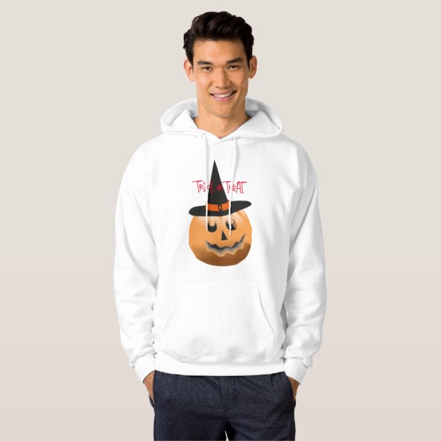 röd svart orange, pumpa häxhalloween hoodie (Hel framsida)