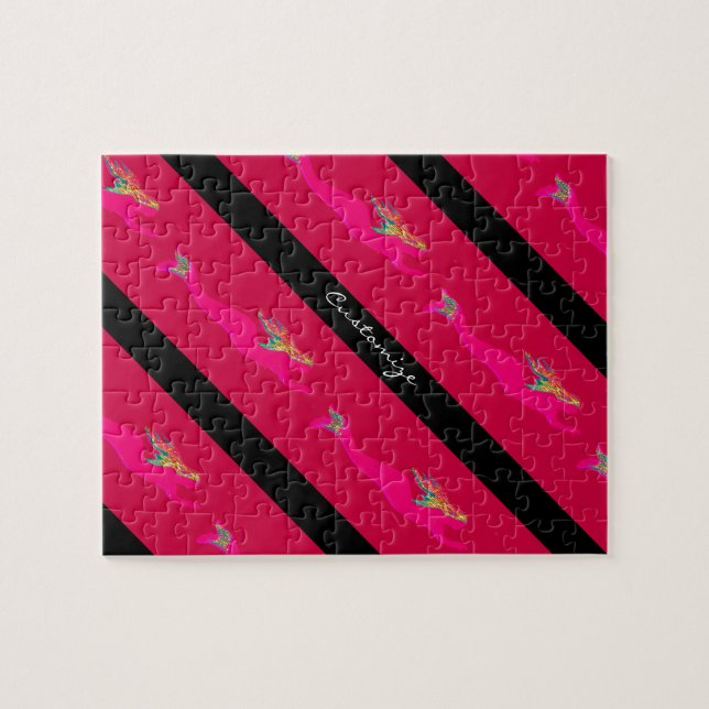 Röd/svart på rosa sjöjungfruar pussel (Horisontell)