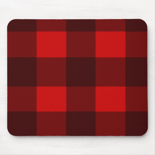 Röd & svart pläd Mousepad Musmatta (Framsidan)