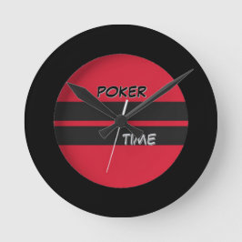 Röd svart poker-tid rund klocka