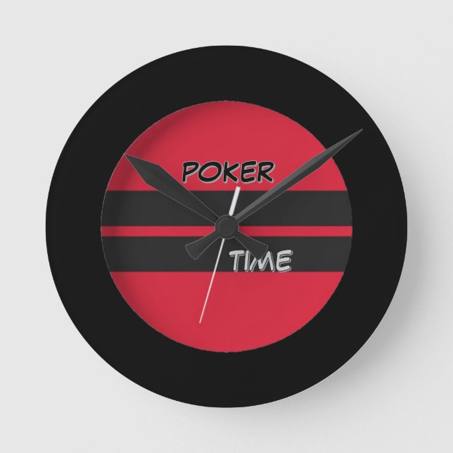 Röd svart poker-tid rund klocka (Framsida)